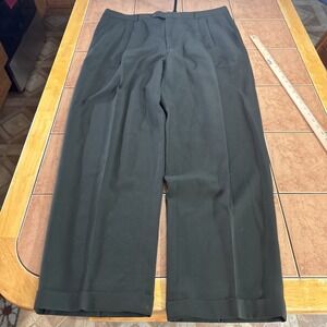 Givenchy Monsieur Pants Mens Sz  40 x 32 Green Pleated Cuffed Trousers USA Made